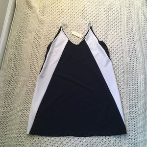 Elodie Navy and White Color Block Dress